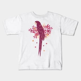 Ara parrot with Tropical Leaves Kids T-Shirt